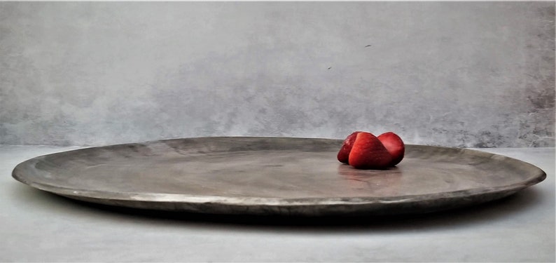 Rustic Black Ceramic Charger Plate, Large Round Tray, Handmade image 4