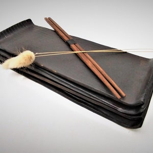 Talerze prostokątne, ceramiczne talerze do sushi, talerze w stylu japońskim, talerze azjatyckie, dania restauracyjne, czarne talerze do sushi, talerze do serwowania sushi