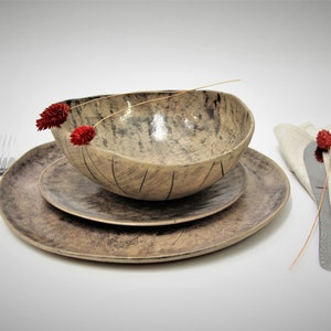 Rustic Dinnerware Set, Handmade Ceramic Dish Set, Unique Dinnerware Set ...