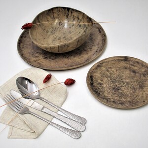 Rustic Dinnerware Set, Handmade Ceramic Dish Set, Unique Dinnerware Set ...