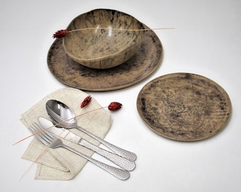 Rustic Dinnerware Set, Handmade Ceramic Dish Set, Unique Dinnerware Set, Modern Dinnerware, Dinner Plate Sets, Ceramic Stoneware Dinner Set