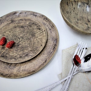 Rustic Dinnerware Set, Handmade Ceramic Dish Set, Unique Dinnerware Set ...