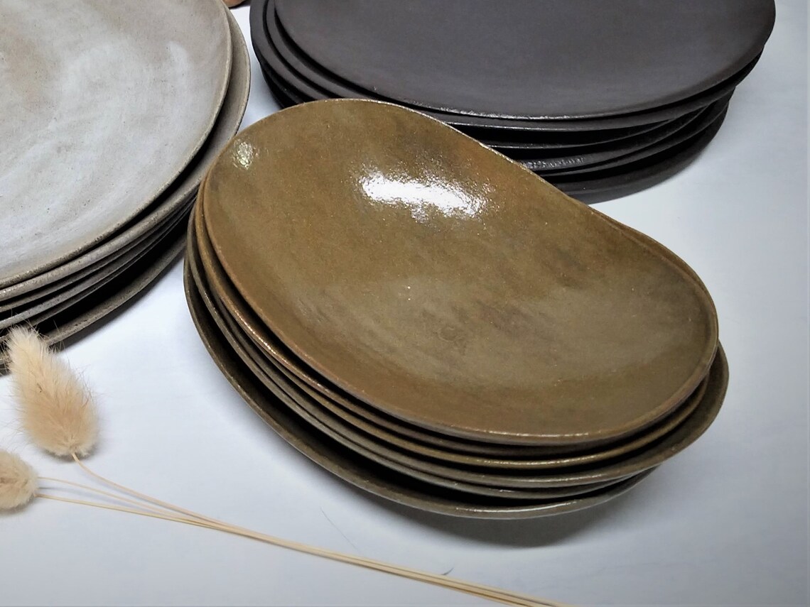 Oval Appetizer Plates Pottery Tapas Plates Oval Plates Wabi Etsy