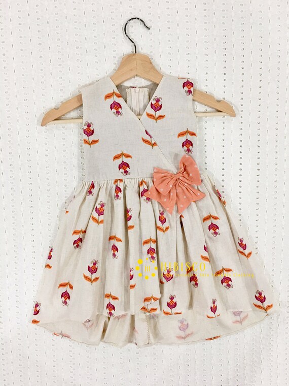 Hibisco Girls Off White One Piece Cotton Dress Designer Etsy