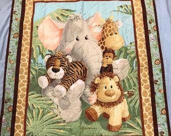 Monkey, Zebra, Lion, Tiger, Giraffe, Elephant Homemade quilt