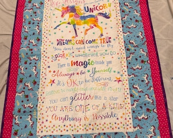 Unicorn Dream Can Come True Homemade quilt 40 x 60