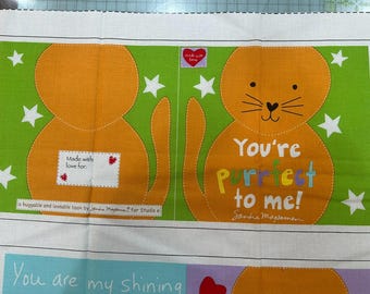 You're Purffect to Me Book Panel 100% cotton