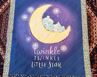 Twinkle Little Star Homemade Toddler or throw quilt 40" x 60"
