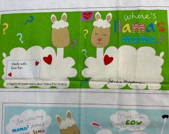 Where's Llama's Mama fabric cloth book Panels