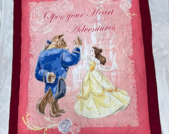 Disney Beauty and the Beast Homemade throw quilt 40" x 60"