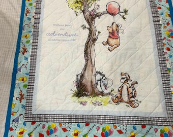 Winnie the Poo  - A new Adventure - Homemade throw quilt 40" x 60"