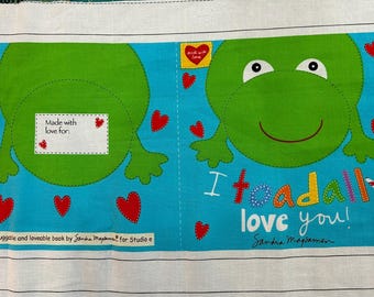 I Toadally Love You fabric Book Panel  100% cotton