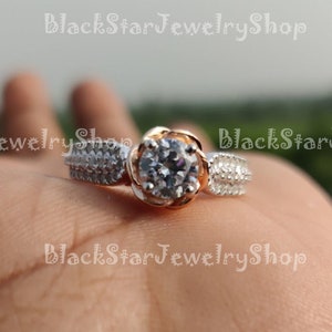 Enchanted Disney Belle 1.25 Ct CZ Diamond Rose Frame Engagement Ring-14K Rose Gold Rhodium Plated Ring-Fine Jewelry Ring-Promise Ring