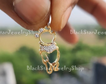 Winnie The Pooh Necklace: 0.26 Ct Diamond, 925 Sterling Silver Pendant