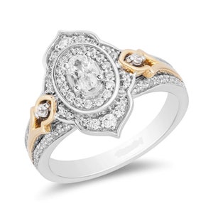 Enchanted Disney Jasmine 3/4 CT. T.W. Oval Diamond Arabesque Frame Engagement Ring In 925 Sterling Silver For Women&#39;s
