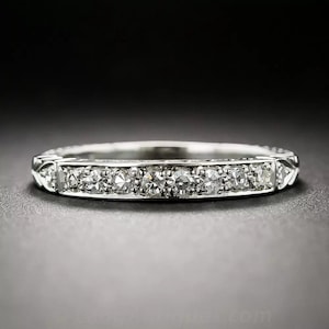 Vinatge Retro Circa 1880s Art Deco Diamond Wedding Band Ring, Diamond Eternity Ring 935 Argentium Silver Vintage Diamond Band Stackable Band