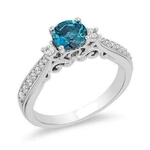 1.0 Aqua blau verzaubert Disney Cinderella Braut Ring Liebe Verlobung und Hochzeit Diamant Ring 925 Silber Ring für Frauen Geschenk ihre Frau Ring