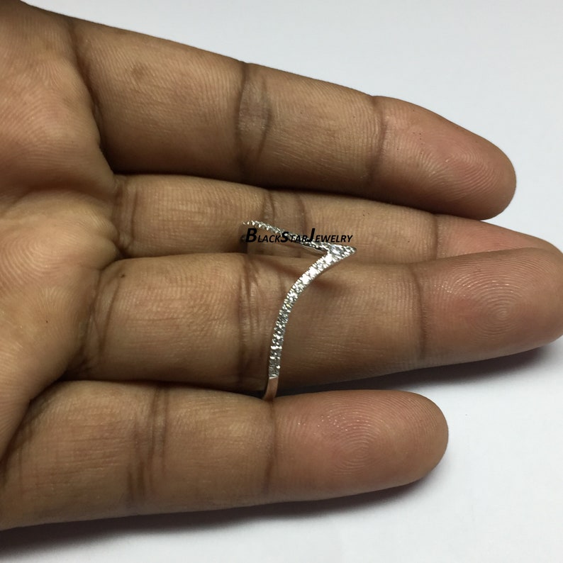 0.40 CT Round Cut VVS1 D Diamond Curved Matching Wedding Band,14k White Gold Finish Curved Ring Enhancer Stackable Band-Simple Dainty Band