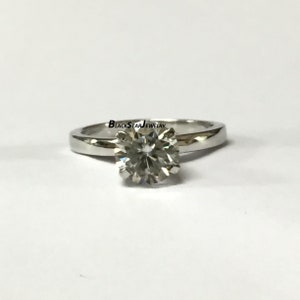 1.20 CT Classic Round Cut VVS1 D Simulated Diamond Solitaire Engagement Wedding Ring In 14K White Gold Finish - Promise Ring -Women Gift