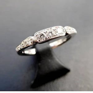 Circa 1920-30 Art Deco Diamond Wedding Band Ring / Diamond Eternity Ring / Vintage Diamond Band / Stackable Band / Dainty Band 8208