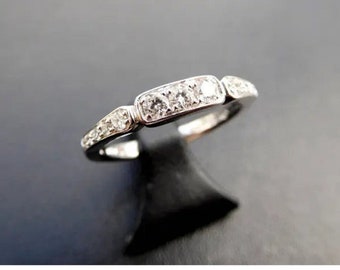 Circa 1920-30 Art Deco Diamond Wedding Band Ring / Diamond Eternity Ring / Vintage Diamond Band / Stackable Band / Dainty Band 8208