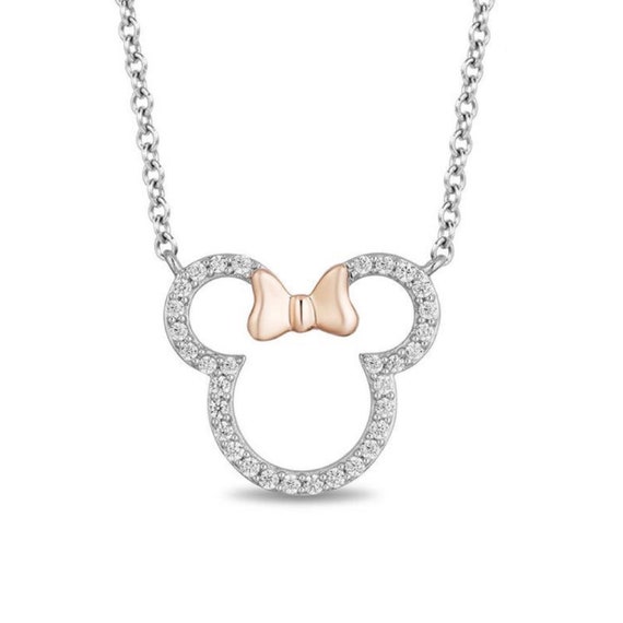 Disney Crislu Necklace - Minnie Mouse Icon Pearl Pendant