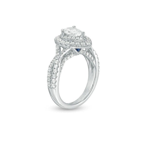 Vera Wang Love Collection 1.69 CT. T.W. Certified Pear-Shaped Diamond Frame Engagement  Ring in 14K White Gold (I/SI2) | Peoples Jewellers