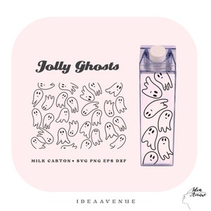 Jolly Ghosts Milk Carton Bottle Wrap Svg, Acrylic Water Bottle wrap 500 ml/16 oz file For Cricut, Instant download