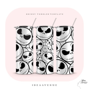Seamless Jack Skellington Nightmare Tumbler Wrap, 20oz Skinny Tumbler Sublimation Designs, PNG Digital Download