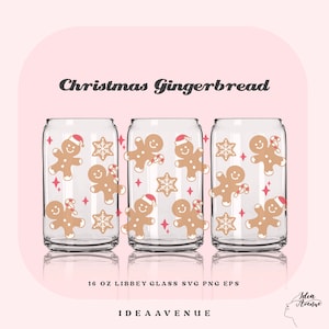 Christmas Gingerbread 16oz Libbey Glass Can Wrap SVG (Digital Download)