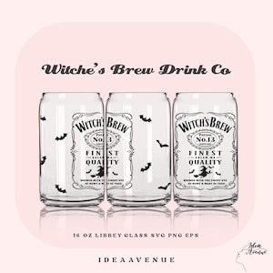 Witch&#39;s Brew SVG: Embalagem de vidro de 16 oz para Halloween Libbey (download digital)