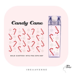 Candy Cane for Milk Carton Bottle Wrap |  Christmas Acrylic Water Bottle wrap 500 ml/16 oz | Christmas Snow Files for Cricut & Silhouette