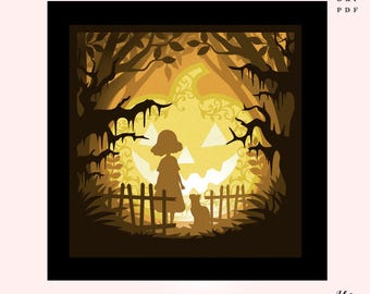 Halloween Pumpkin Shadow Box SVG: 3D Layered Paper Cut File (Digital Download)