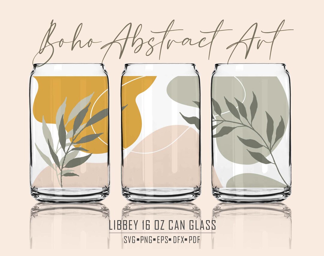 Libbey Glass SVG , Boho Abstract Art, 16 Oz Libbey Can Glass ,boho ...