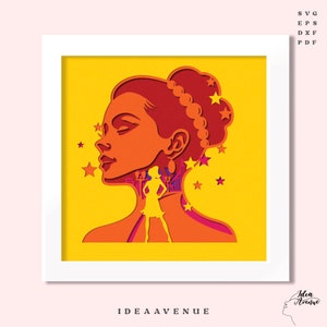 3D Pretty Women Shadowbox Svg, Layered Girl Papercut Lightbox Svg,  Layered Paper Art, Shadowbox Template Files For Cricut and Silhouette