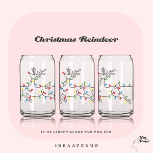 Christmas Reindeer Can Glass SVG: Xmas Light Cup Cutting File (Digital Download)