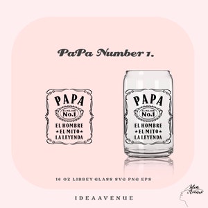 Papa Libbey Glass Wrap Svg, El Mejor Papa Svg, Father's Day SVG, World's Best Dad, Cool Dad Libbey 16oz Cricut, Silhouette