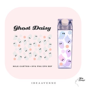 Ghost Milk Carton Bottle Wrap Svg, Boho Ghosts Acrylic Water Bottle wrap 500 ml/16 oz file For Cricut, Instant download