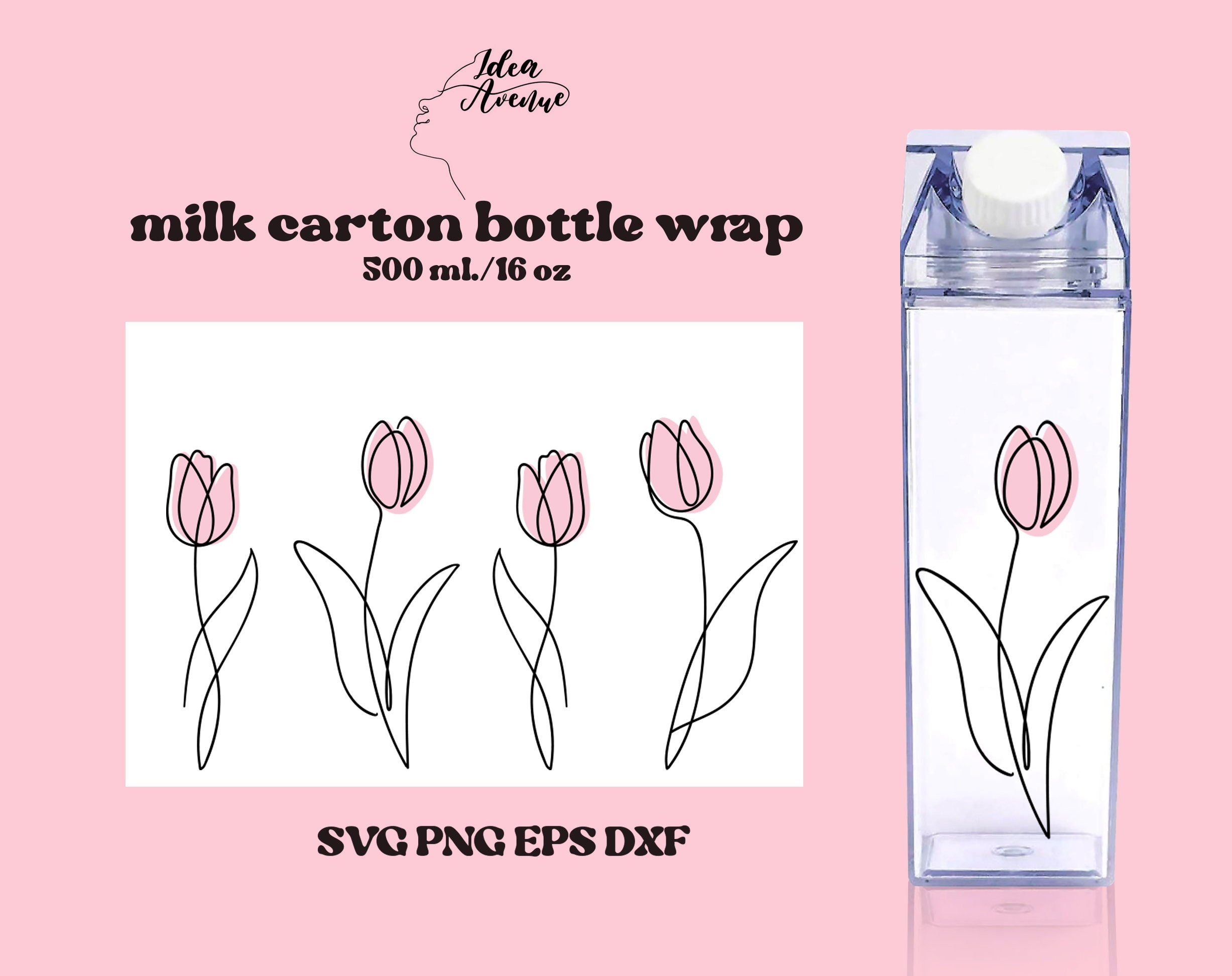 Hand Drawing Tulip Milk Carton Bottle Wrap Svg Acrylic Water - Etsy