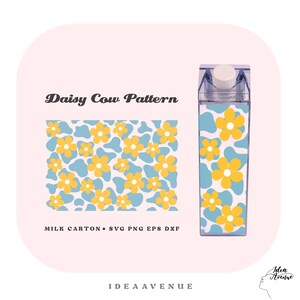 Gänseblümchen-Blumen-Kuh-Muster für Milchkarton-Flaschenverpackungs-Svg, Blumenacrylwasserflaschenverpackung 500 ml/16 Unze-Datei für Cricut