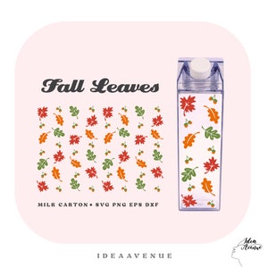 Feuilles d’automne Lait Carton Bouteille Wrap Svg, Thanksgiving Automne Acrylique Bouteille d’eau enveloppement 500 ml/16 oz, Automne Svg pour Cricut & Silhouette Cameo