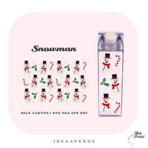 Snowman Svg for Milk Carton Bottle Wrap | Christmas Snow Acrylic Water Bottle wrap 500 ml/16 oz File for Cricut | Digital download
