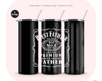 Dad Tumbler PNG For 20 OZ Skinny Tumbler Wrap, Fathers Day Flag Straight & Tapered Sublimation, Best Father No 1 Tumbler Wrap PNG Template