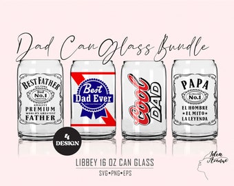 Father&#39;s Day Libbey Glass Can Bundle, Cool Dad Svg, Best Dad Ever Svg, Best Father All Time Dad Svg, Papa, Papa la leyenda, Father&#39;s day Svg