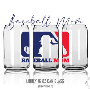 Baseball Mom 16 oz Can Glass Svg, Baseball Mom svg, Baseball Mom Libbey Cup, Coffee glass can, Beer glass svg png dxf, cut file, Cricut