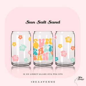 Summer Beach Glass SVG: Sun Salt Sand, Libbey 16oz Can (Digital File)