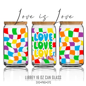 Love is Love Rainbow SVG: 16oz Can Glass Wrap (Digital Files)