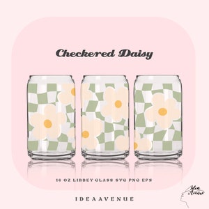 Checkered Daisy Libbey Glass SVG: Retro Flower Design (Digital Download)
