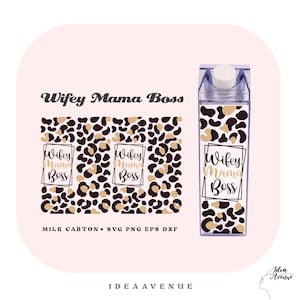 Wifey Mama Boss Milk Carton Bottle Wrap Svg, Mom Acrylic Water Bottle wrap 500 ml/16 oz file For Cricut, Instant download