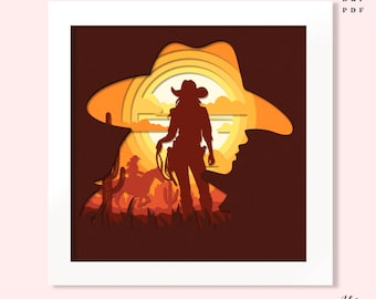 Cowgirl Shadow Box: Western Papercut Lightbox SVG (Digital Download)